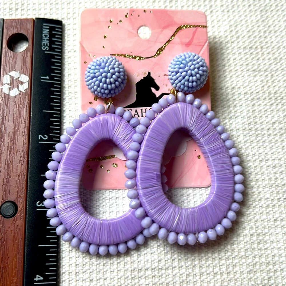Purple Hood Style Seed Bead Earrings